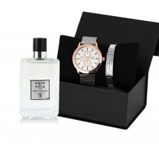 Erkek Gri Hasrı Kol Saati Çelik Çıpa Bileklik Parfüm Hediyeli PS0792